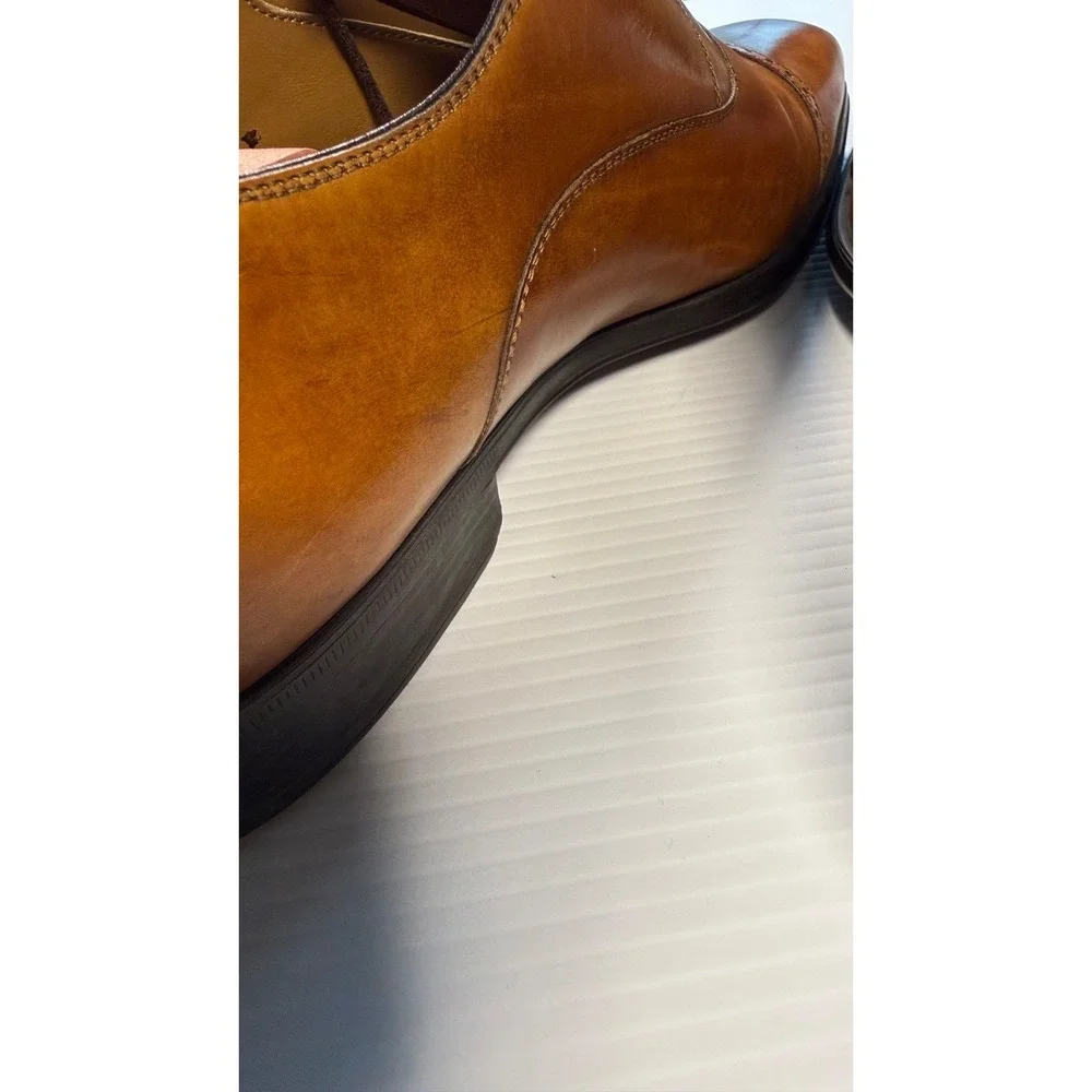 Magnanni 11.5 M Cognac Brown Cap Toe Oxford Dress Shoes Leather Made Spain
